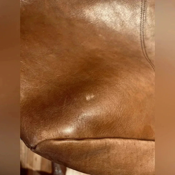 Isabella Fiore Vintage Hobo Cognac Leather Tassle Braided Stitching Detailed Bag - Picture 15 of 16